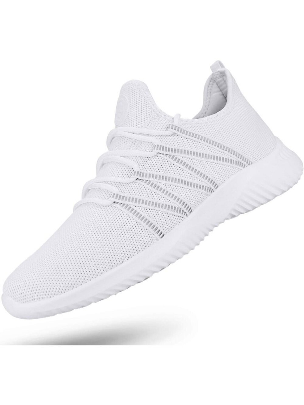 Mens White Breathable Lightweight Comfortable Fashion Slip On Running Sneaker